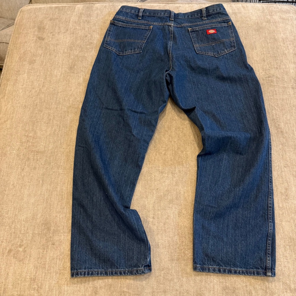 Dickies Mens Jeans 38x32 Dark Wash Straight Leg Cotton Work Pants - Picture 8 of 8